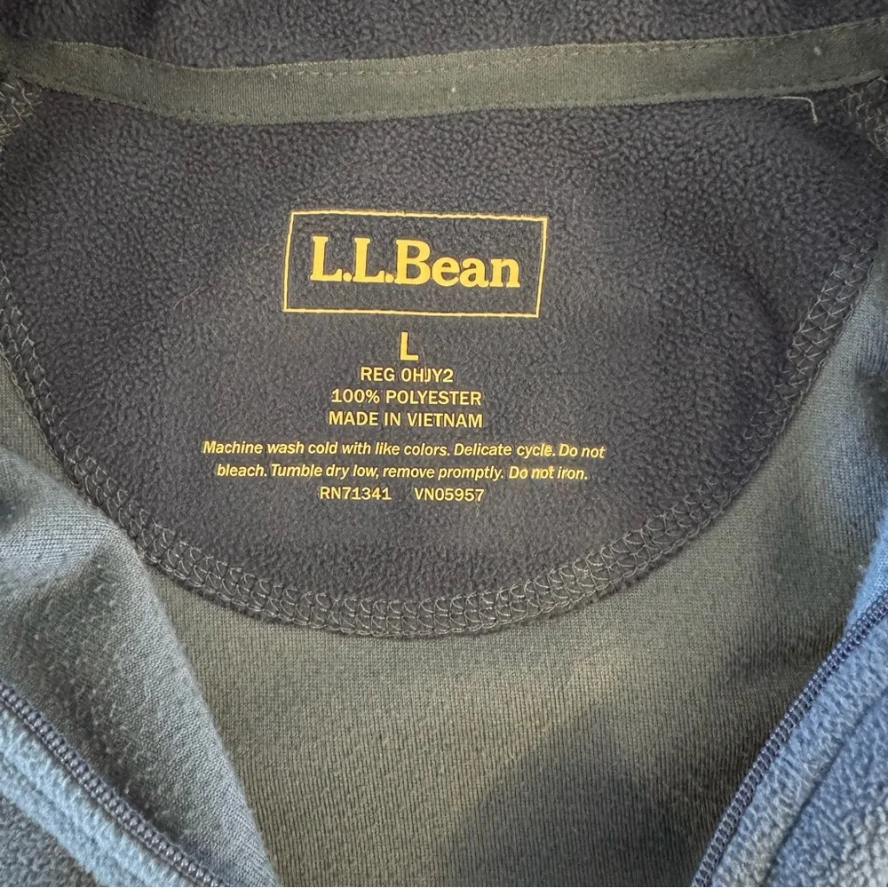 L.L. Bean Sweatshirt Mens Large Blue Pullover Fleece 1/4 Zip Outdoor Sweater - Picture 3 of 5